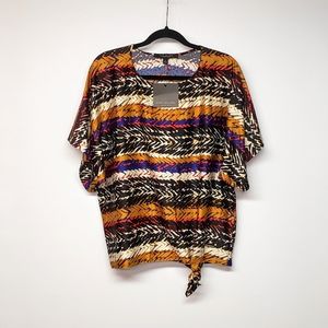 Marc New York Shirt NWT Multicolored Short sleeves w/ tie knot Size Med